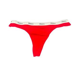 Hanes Womens Size Small 5 Panty Thong Cotton Stretch Red White New Without Tags